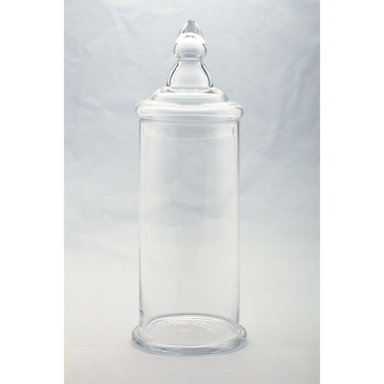 CC Home Furnishings 19" Clear Cylindrical Shaped Glass Jar with Finial Lid